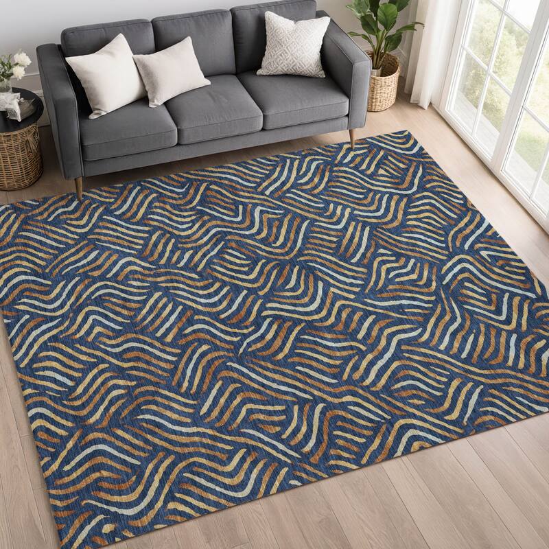 Machine Washable Indoor/ Outdoor Modern Jamie Chantille Rug
