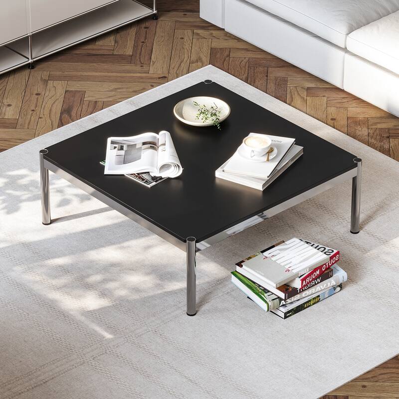 39inch Coffee Table Square Tea Table Polished Stainless Steel