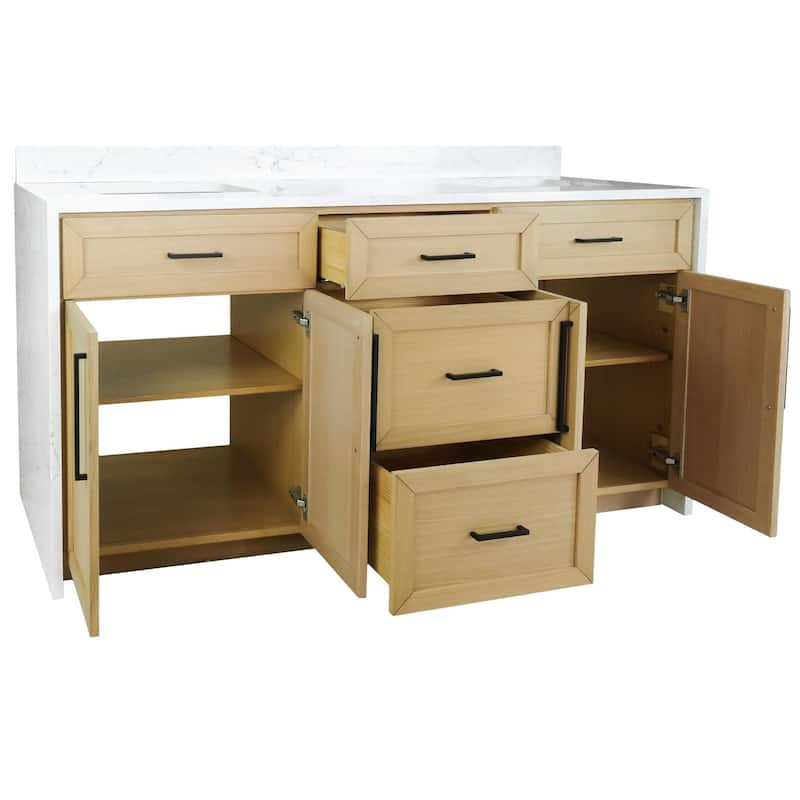 KitchenBathCollection Palisade 72" Double Waterfall Vanity with Engineered Marble Top