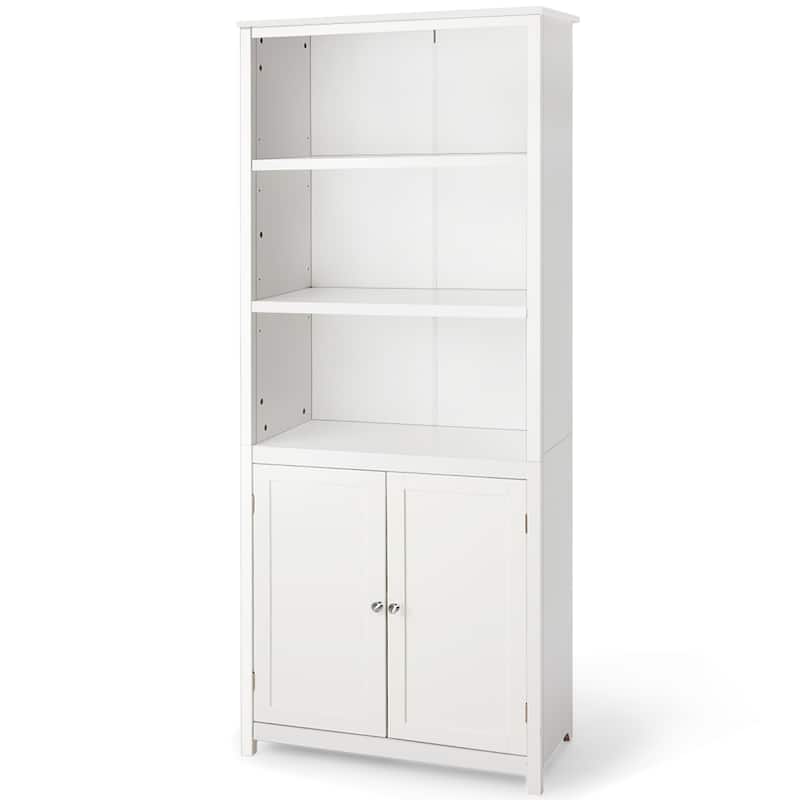 Costway Bookcase Shelving Storage Wooden Cabinet Unit Standing - White