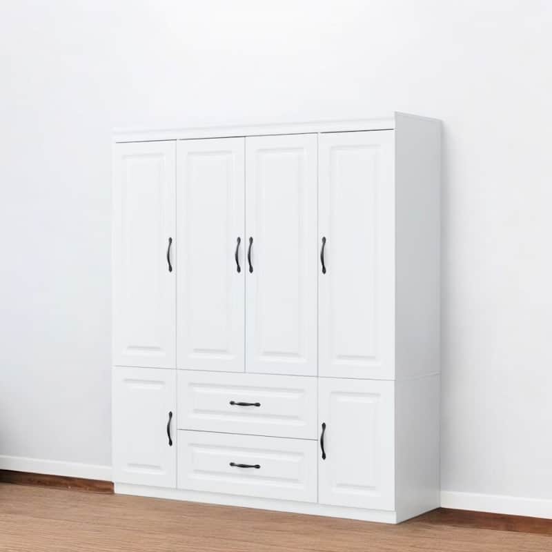 HomeRoots 72" White Six Door Two Drawer Combo Dresser - White - 2-drawer