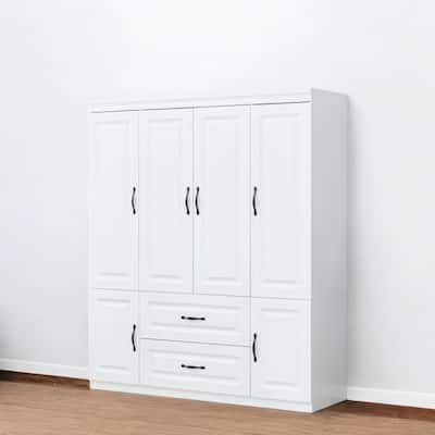 HomeRoots 72" White Six Door Two Drawer Combo Dresser