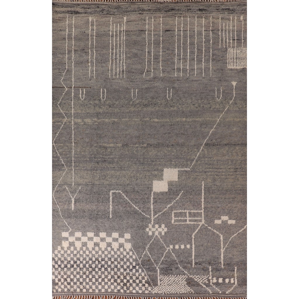 Moroccan Style Area Rug Handmade Wool Carpet - 8'11" x 12'9"