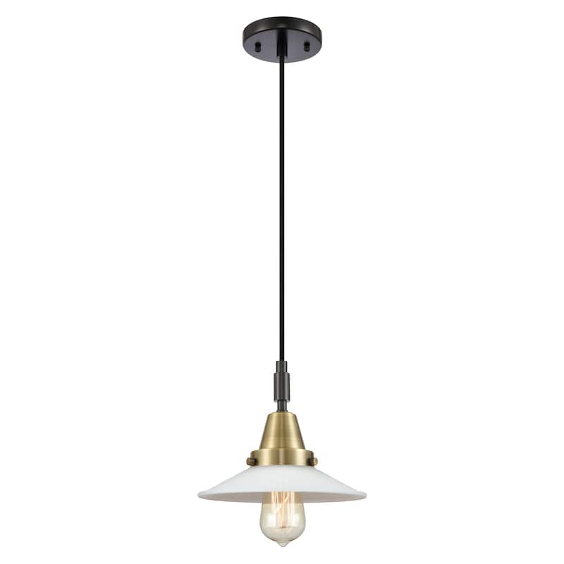 Innovations Lighting Downtown Urban - Caden Halophane - 1 Light 9" Cord Hung Mini Pendant - Matte White Halophane Shade/Black Antique Brass
