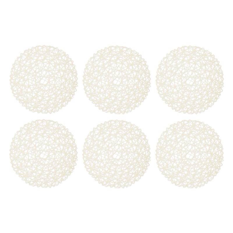 Design Imports Woven Paper Kitchen Placemat Set (Set of 6) - 15x15x1.18 - Round Off-White