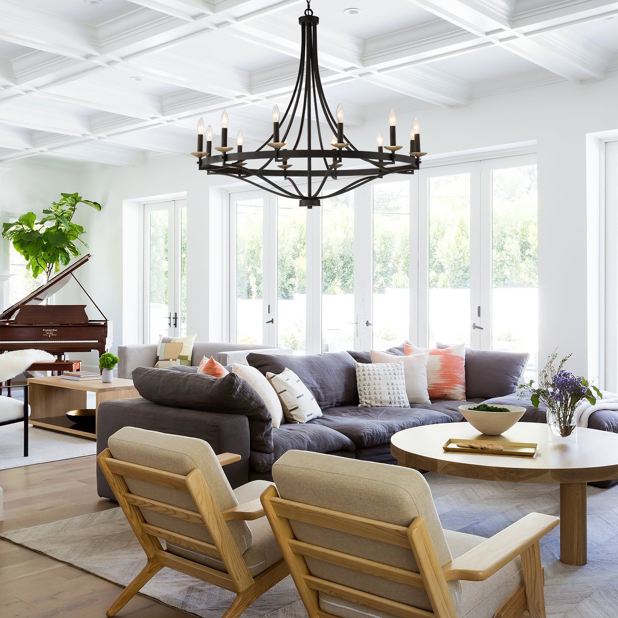 Fidenza 12-light Modern Farmhouse Empire Wagon Wheel-image