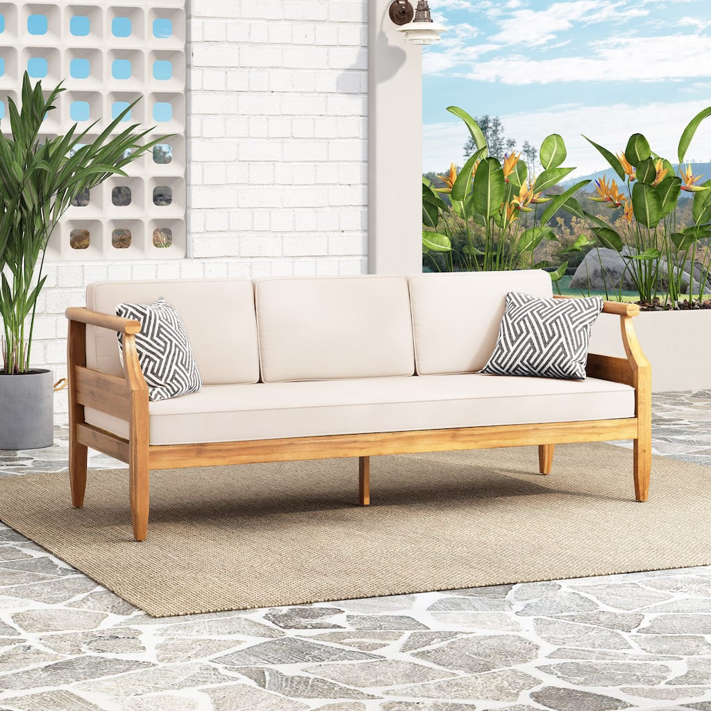 Christopher Knight Home - Aston Outdoor Acacia Wood 3 Seater Sofa