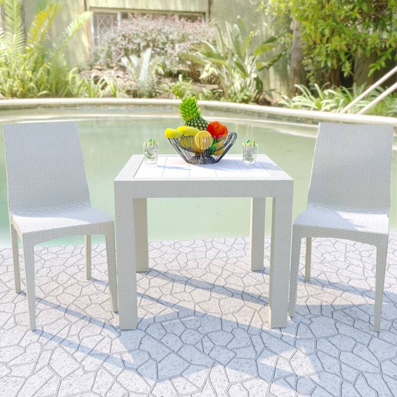 Mace Modern Outdoor Bistro Dining Table with Weather Resistant and Weaver Design for Patio or Decks