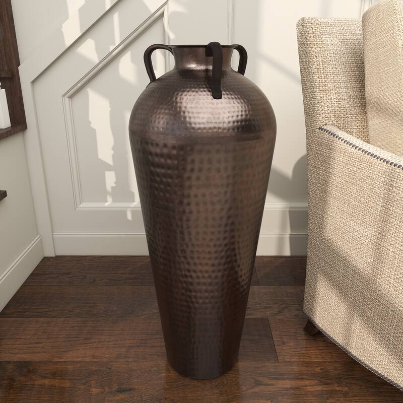 Bronze Hammered Solid Iron Jug Floor Vase