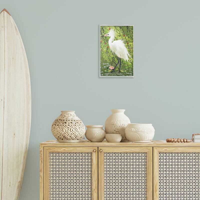 Stupell Sophisticated Heron in Pond Shore Framed Giclee Art Design By Rosiland Solomon