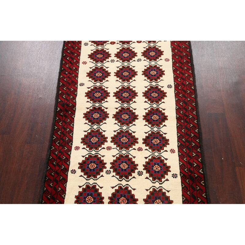Traditional Geometric Balouch Persian Area Rug Wool Hand-knotted - 3'5" x 6'1"