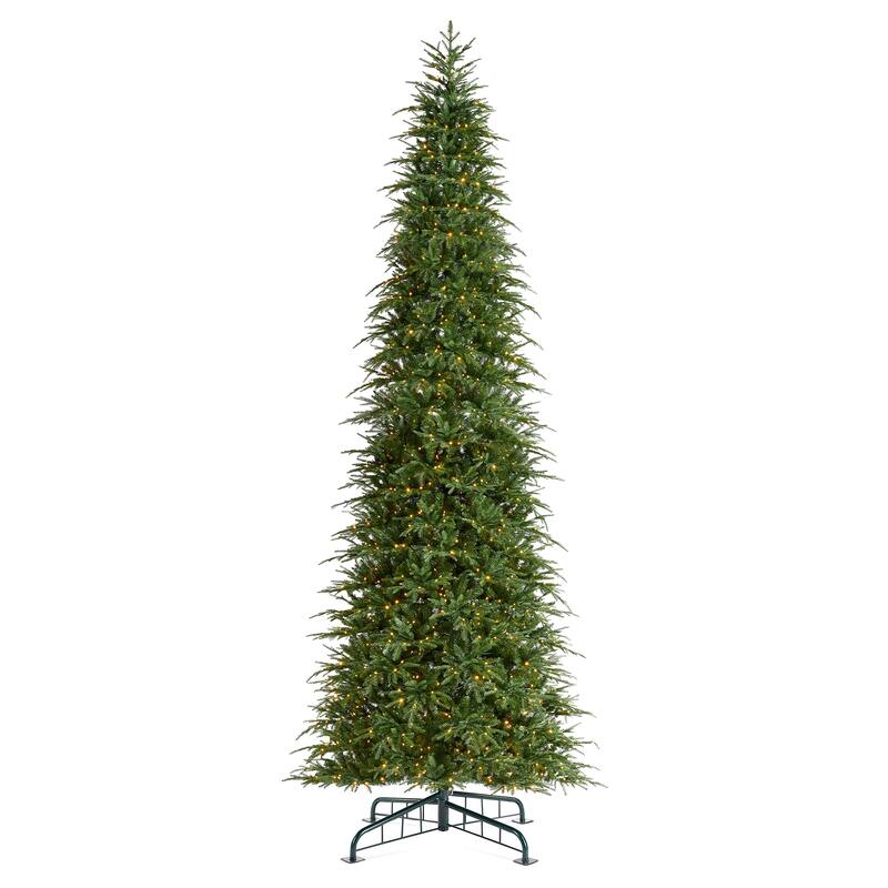 Glitzhome 15FT Pre-Lit Slim Fir or Spruce Artificial Christmas Tree with 1500/1400 Warm White LED Lights