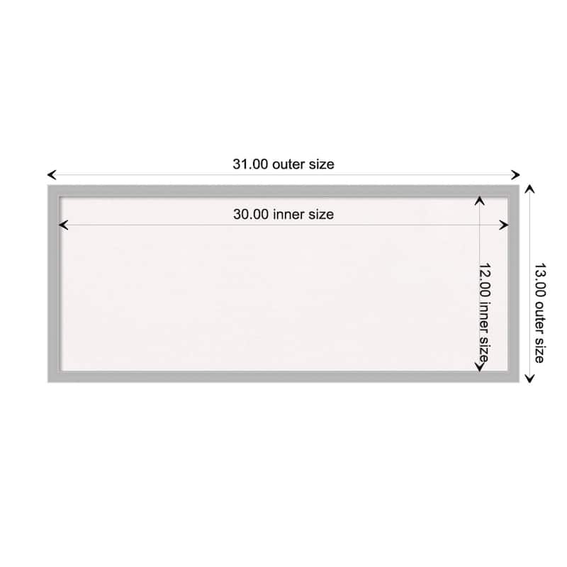 Hera Chrome Framed White Corkboard Bulletin Board - Board Size 30x12