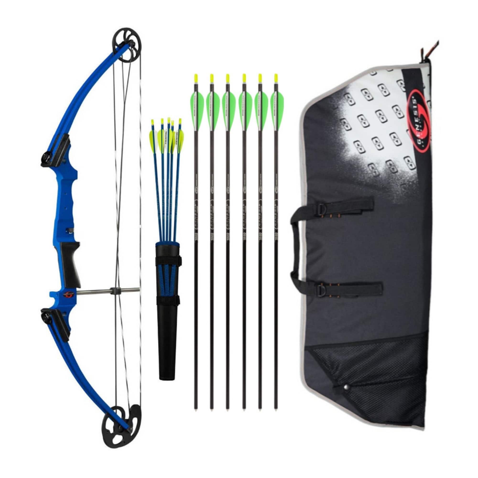 Genesis Archery Original Bow Kit (Right, Blue) with Case and 11