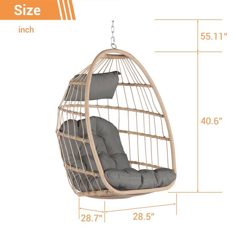 Rattan Egg Hanging Chair with Cushion
