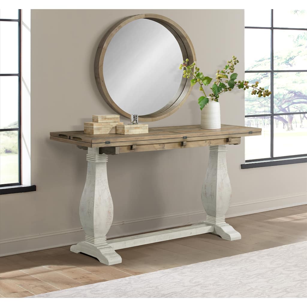 Napa 60" Solid Wood Pedestal Flip-top Sofa Console Table
