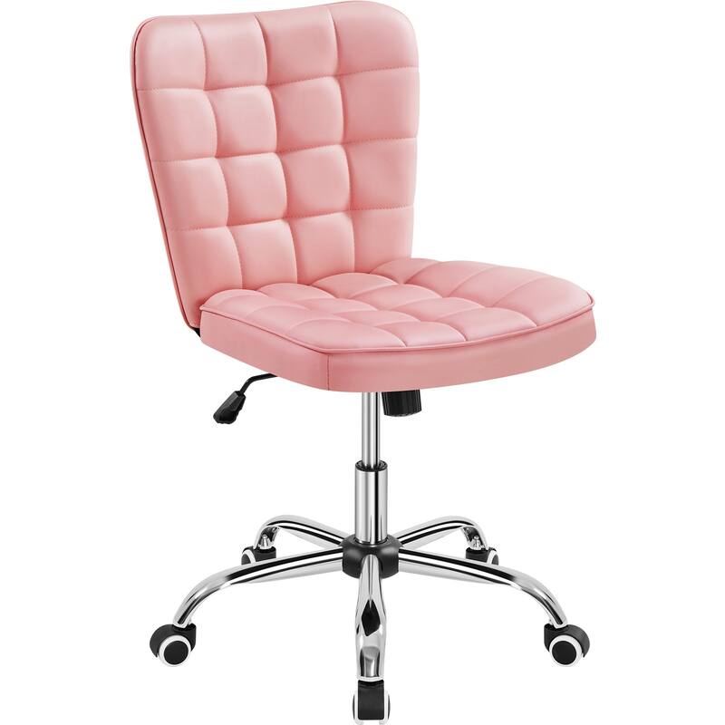 Yaheetech Modern Faux Leather Armless Desk Chair Task Chair with Chrome-finish Metal Base - N/A