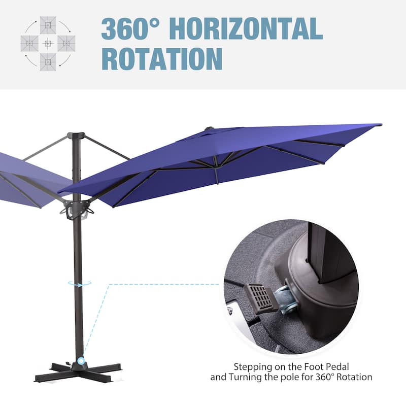 VredHom Patio Outdoor 9 x 11 FT Cantilever-Offset Umbrella with Premium Weight Base