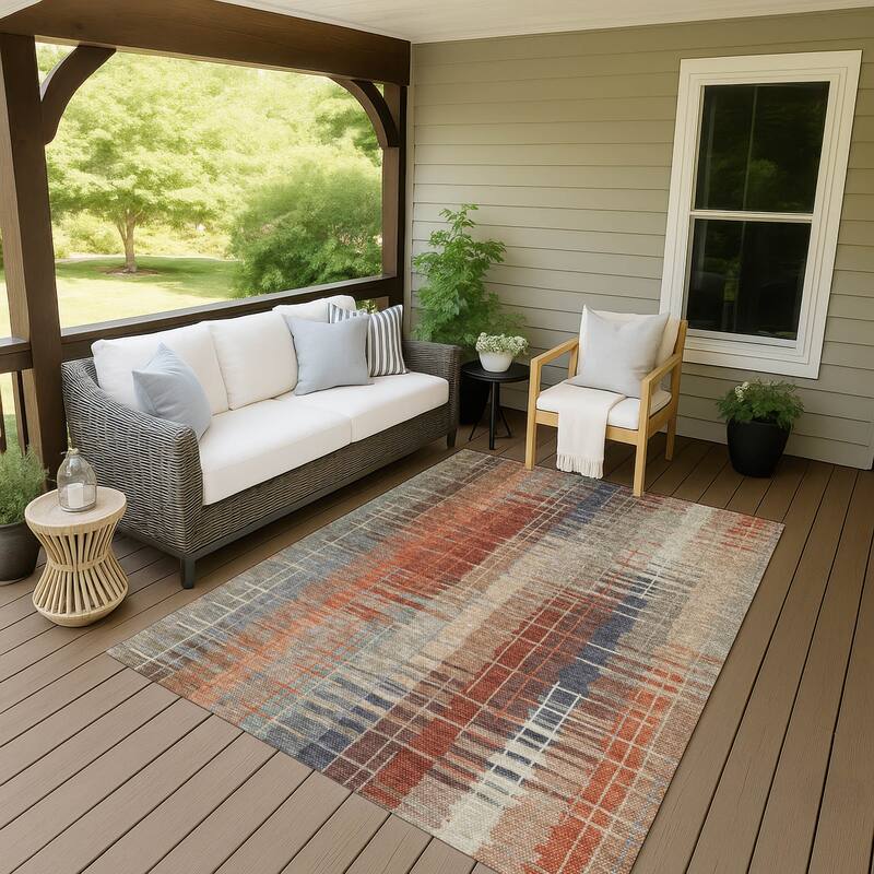 Machine Washable Indoor/ Outdoor Contemporary Aaron Chantille Rug - Khaki - 3' x 5'