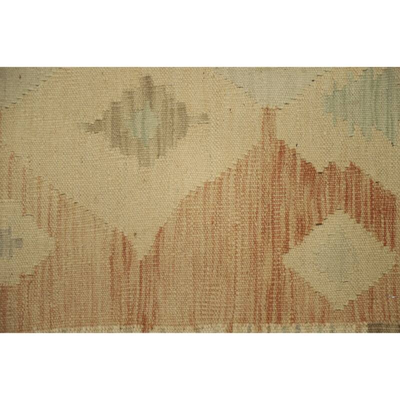 Hand Woven Oriental 100% Wool Carpet Southwestern Tribal Beige & Ivories Kilim Area Rug - 4' 10'' X 3' 3''