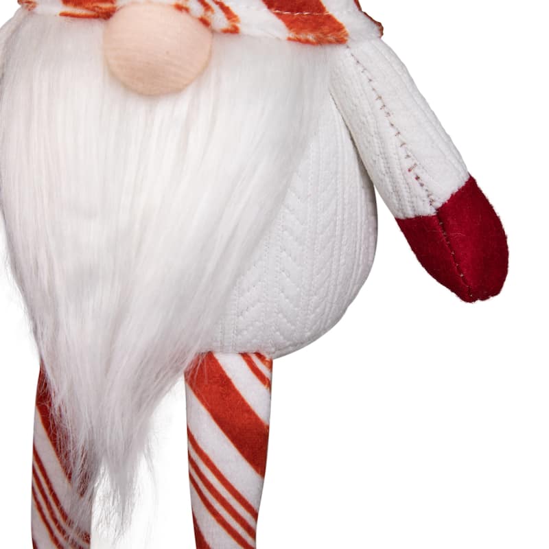 Peppermint Candy Plush Gnome with Dangling Legs Christmas Decoration - 10"