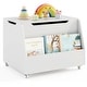 preview thumbnail 1 of 7, Gymax Kids Toy Box Wooden Storage Chest Bench w/ Bookshelf Wheels White