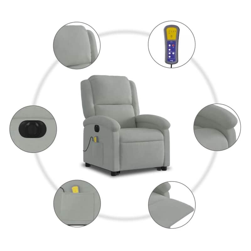 vidaXL Stand up Massage Recliner Chair Power Lift Wingback Armchair Velvet