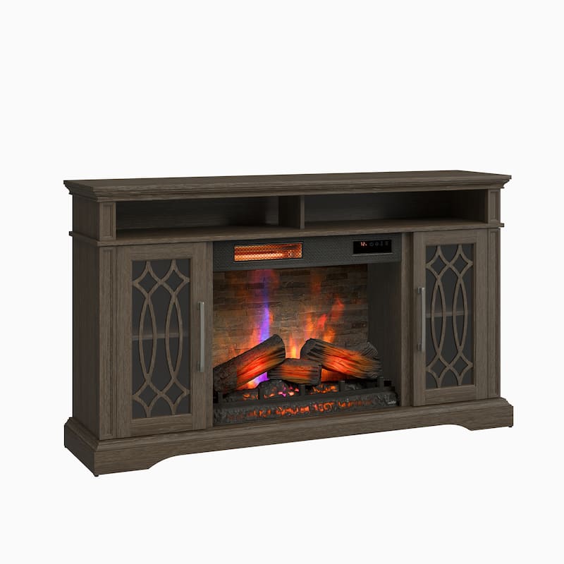 duraflame® Electric Fireplace TV Stand, Entertainment Center with Storage and Infrared Heater, Laurel Oak