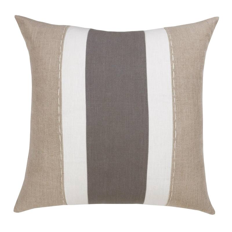 Handwoven Striped Square Throw Pillow - 20" - Gray and Tan Brown