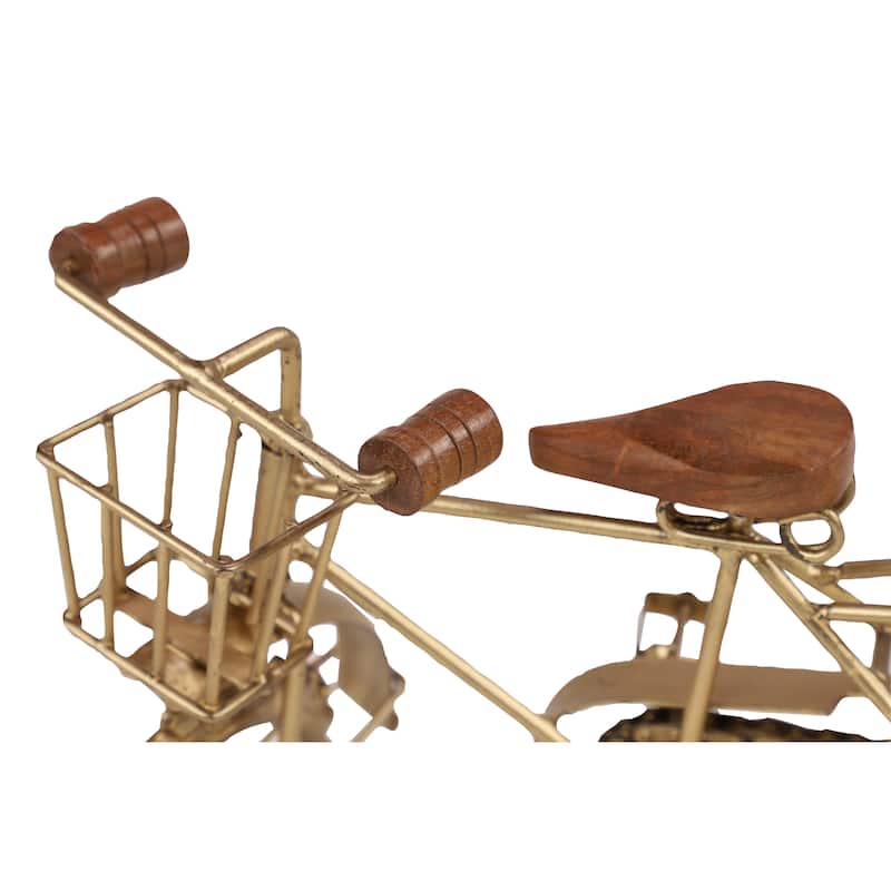Metal Bike Decorative Sculpture - Gold - Roche River Decor