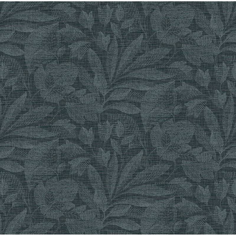A-Street Prints Lei Navy Leaf Wallpaper