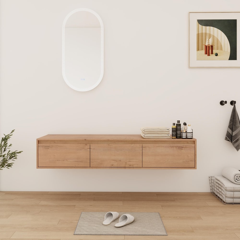 Bathroom Vanity With Sink In 30/60 Inch, Floating Bathroom Vanity With Soft Close Drawer