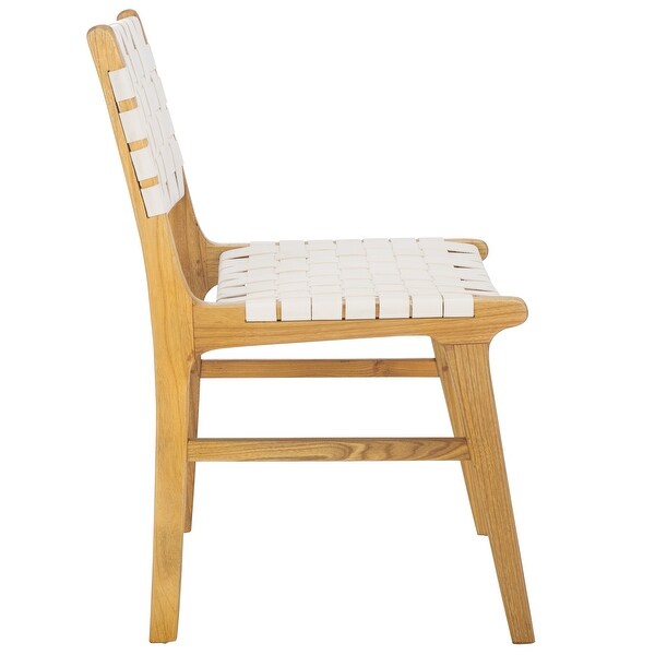 SAFAVIEH Hildred Woven Leather Dining Chair - Cognac / Natural