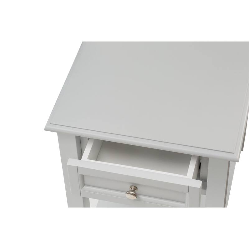 East West Furniture Denison Night Stand - Rectangle Modern End Table with a Drawer for Bedroom, 24x19 Inch, (Finish Options)