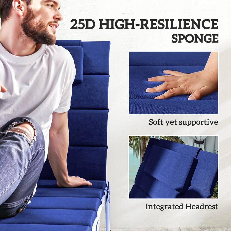 80" x 26" Foldable Lounge Chair Cushions Set of 2, Outdoor UPF50