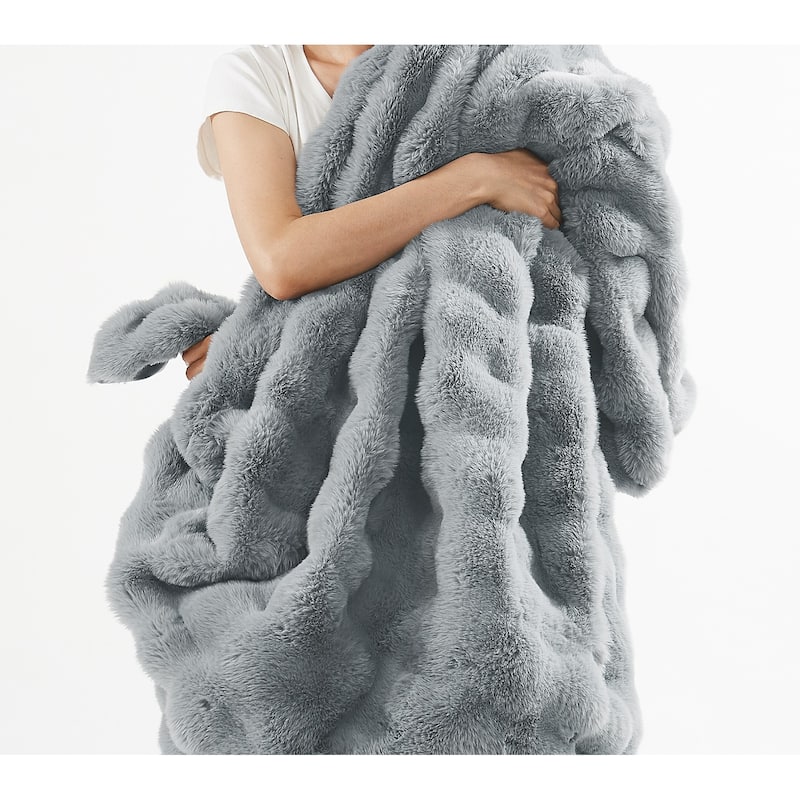 Frye Bubble Faux Fur 3 Piece Comforter Set - Twin - Twin XL - Grey
