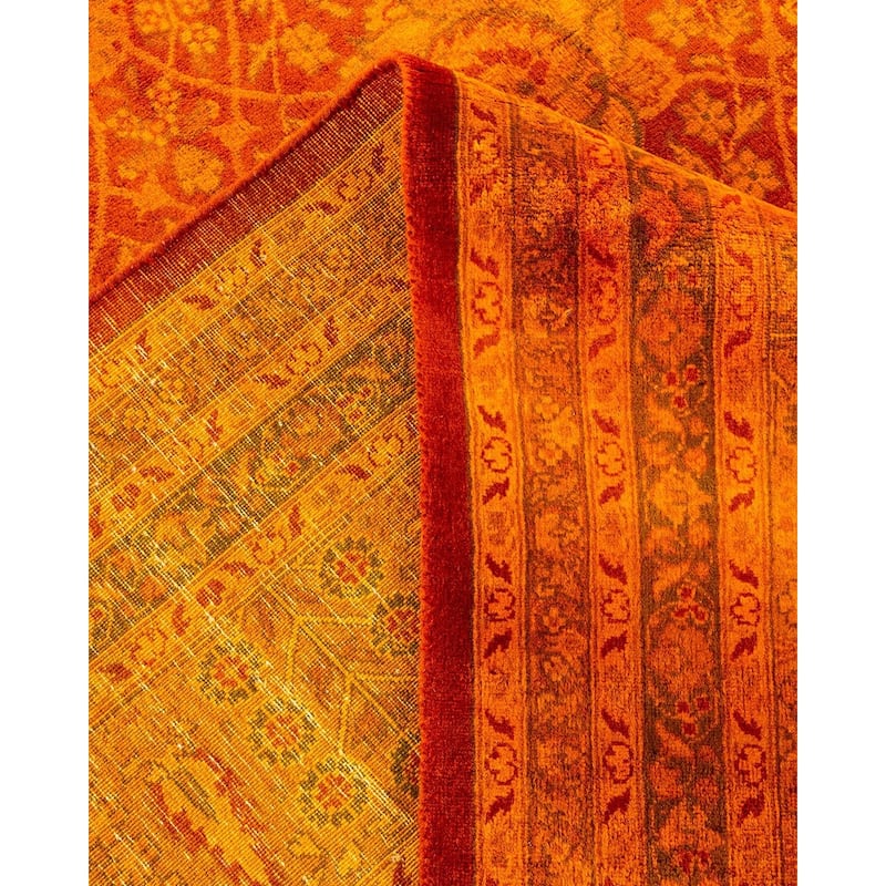 Overton Handknotted Wool Vintage Inspired Contemporary Overdyed Yellow Area Rug - 17' 1" x 9' 4"