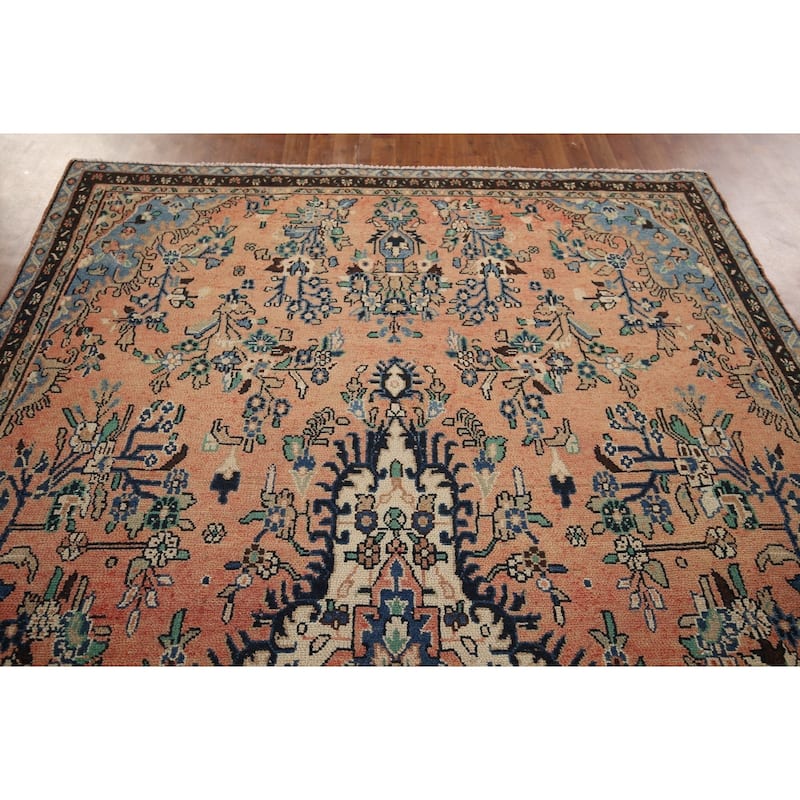 Hamedan Persian Vintage Rug Hand-Knotted Wool Carpet - 6'8" x 9'6"