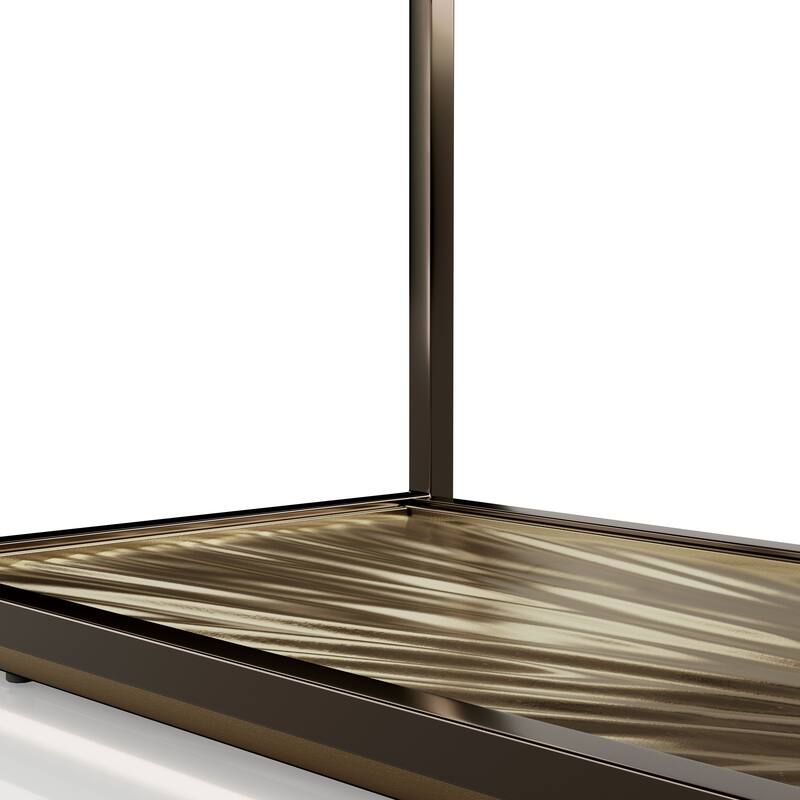 247 Shop At Home Aureum Modern 1-Shelf Sofa Table with Sunburst Base and Tempered Glass Top