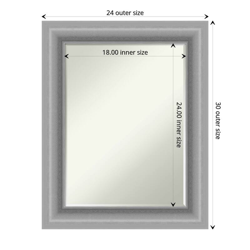 Petite Bevel Bathroom Wall Mirror - Peak Polished Nickel Frame - Peak Polished Nickel - 24 x 30 in - 24 x 30 in - Peak Polished Nickel