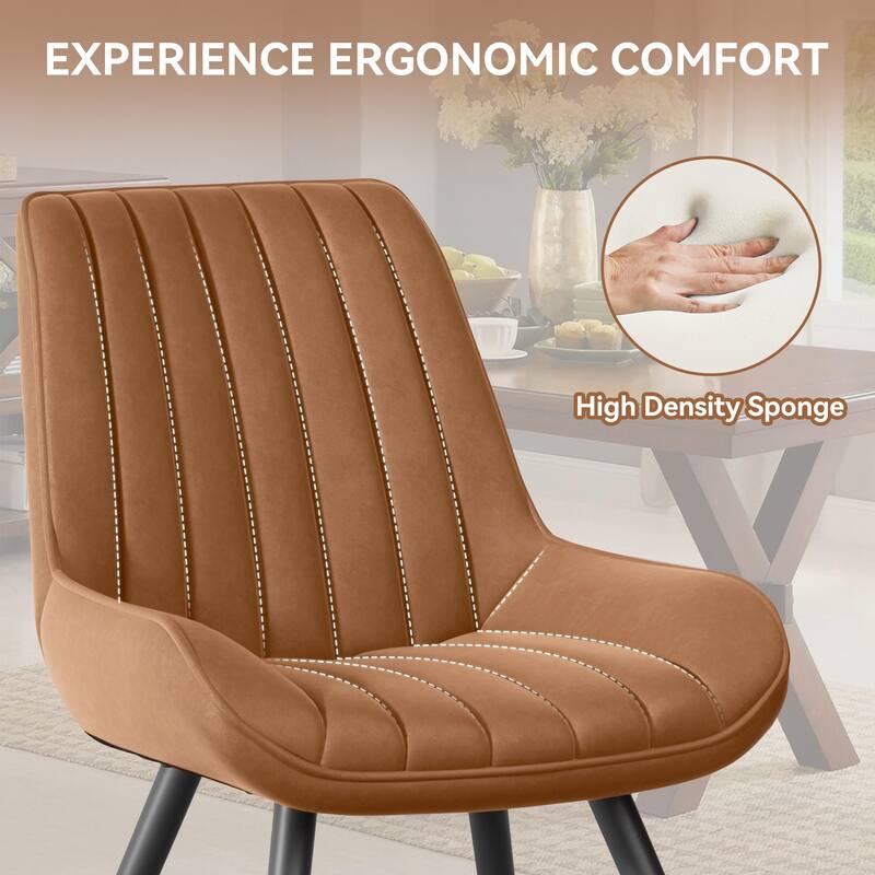 Modern Dining Chairs Set of 2, Fabric Dining Room Chairs with Thick Cushioned Backrest and Seat, Upholstered Chairs