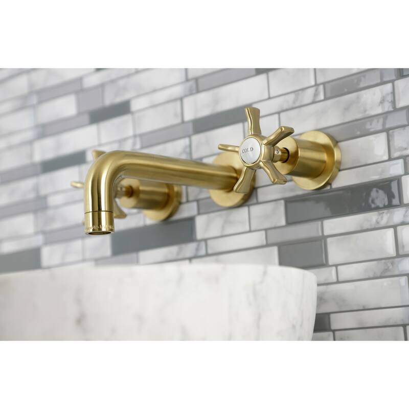 Kingston Brass Hamilton Two-Handle 3-Hole Wall Mount Bathroom Faucet