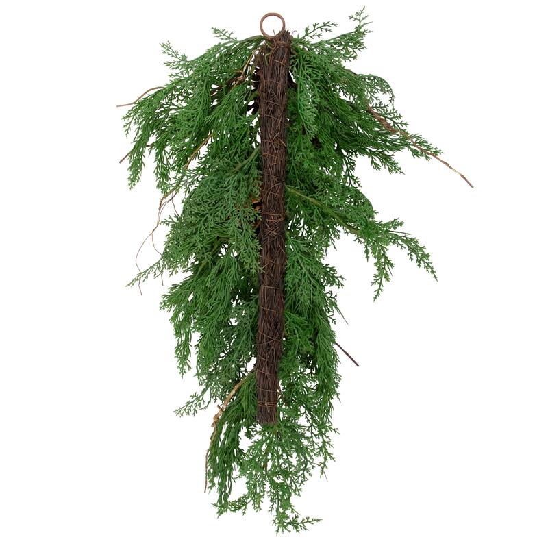 Pine Cone and Cedar Artificial Christmas Teardrop Swag - 26" - Unlit