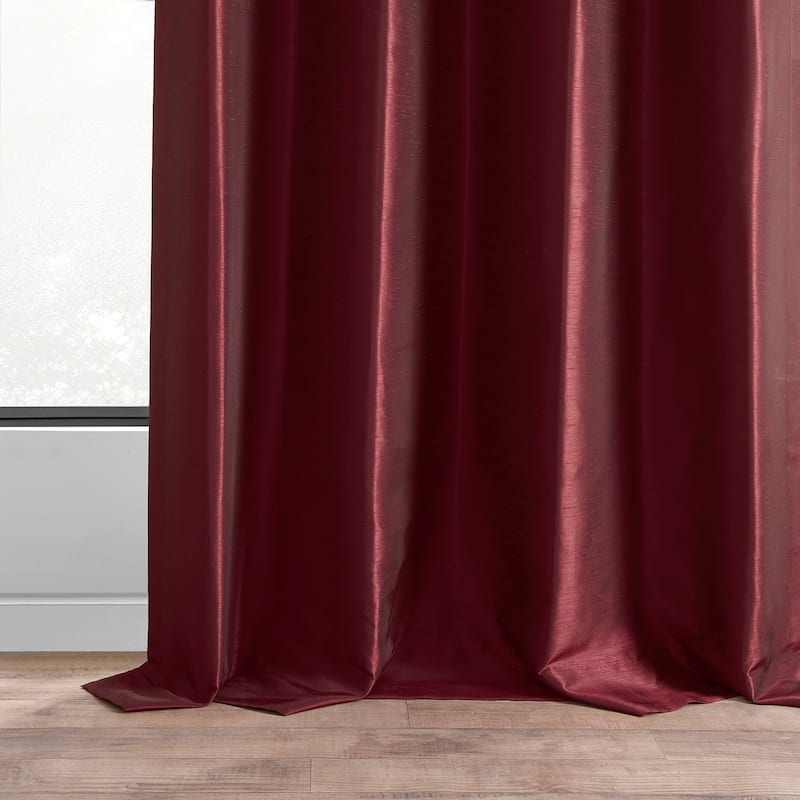 Exclusive Fabrics Textured Dupioni Faux Silk 84-inch Grommet Blackout Grommet Curtain (1 Panel) - 50 x 84