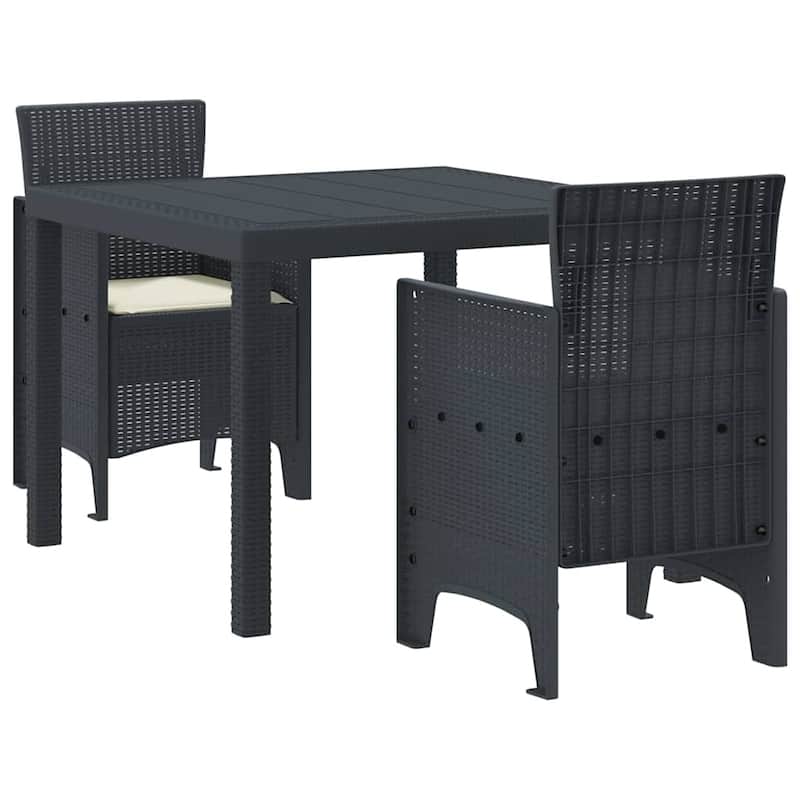 vidaXL Garden Dining Set 3/5 pcs Anthracite/Brown Polt rattan - 100 x 100 x 73 cm