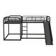 preview thumbnail 5 of 16, 4 Beds in 1 Kids Bed Full and Twin Size Metal L-Shaped Bunk Bed with Slide and Short Ladder Kids Furniture, Black