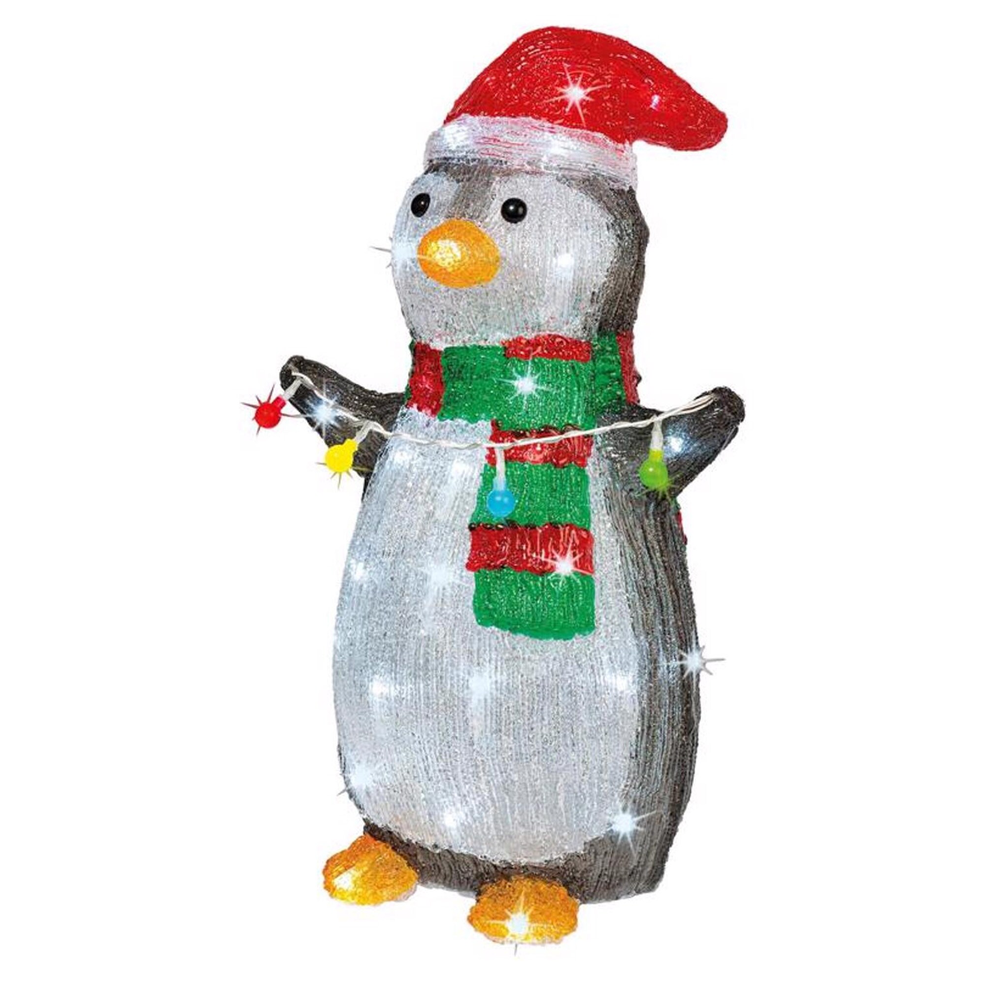 Lumineo LED Cool White Penguin 18 in. Yard Decor - Black