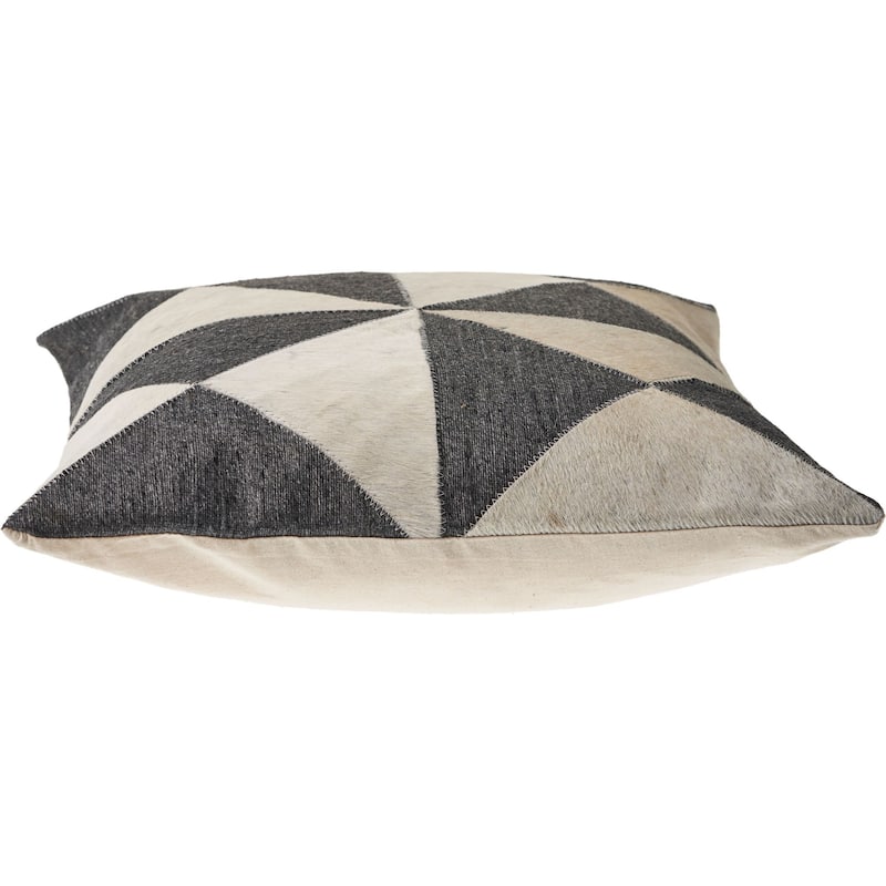 20" Charcoal Black and White Geometric Triangle Square Throw Pillow