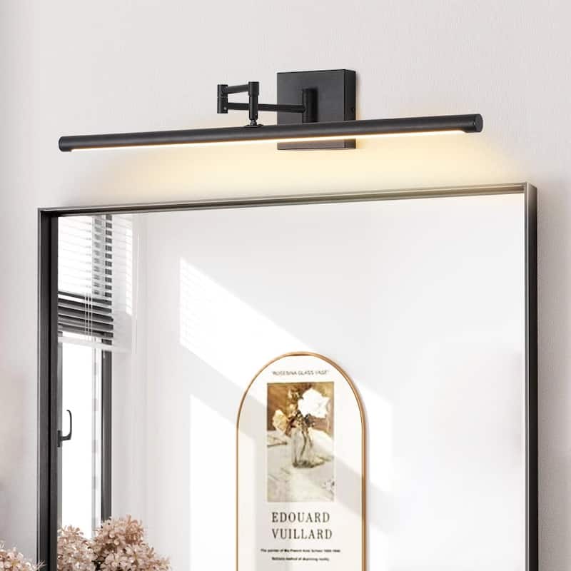 Adjustable Dimmable LED Linear Bathroom Vanity Wall Sconce - Black