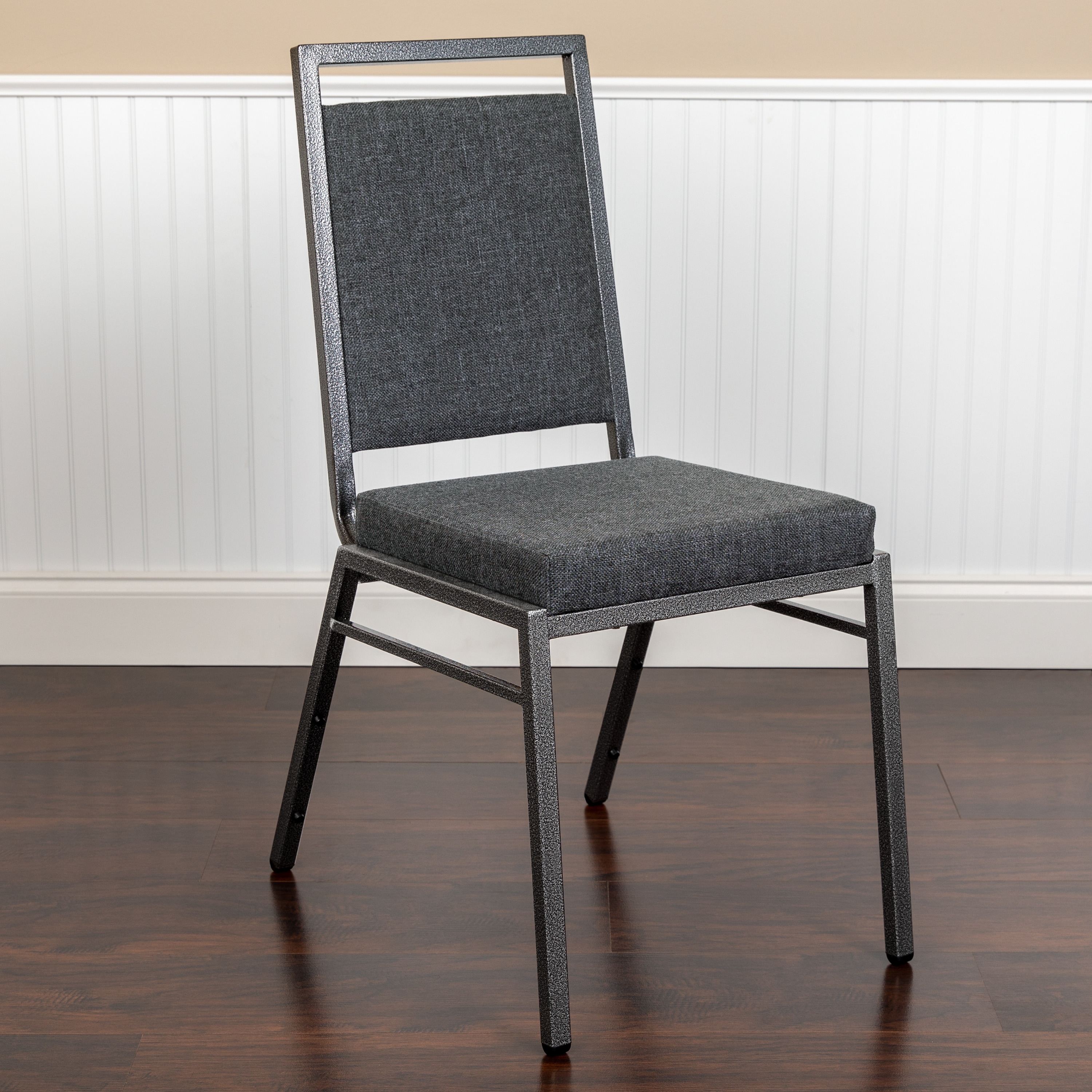 Flash Furniture 2 Pack Square Back Stacking Banquet Chair with Silvervein Frame